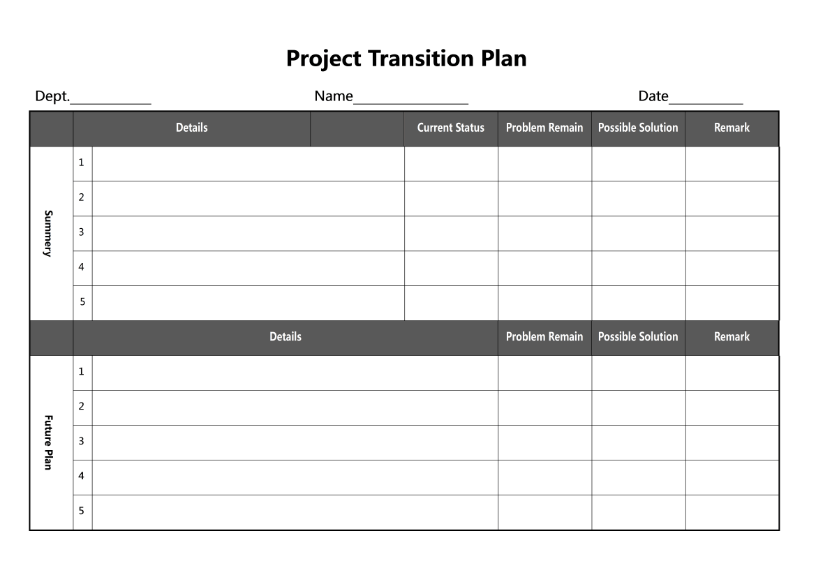 Project Transition Plan Template Word